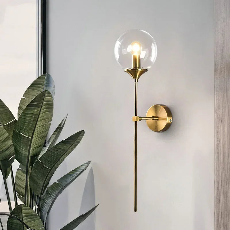 Afralia™ Glass Ball Sconce Light for Bedroom Living Room