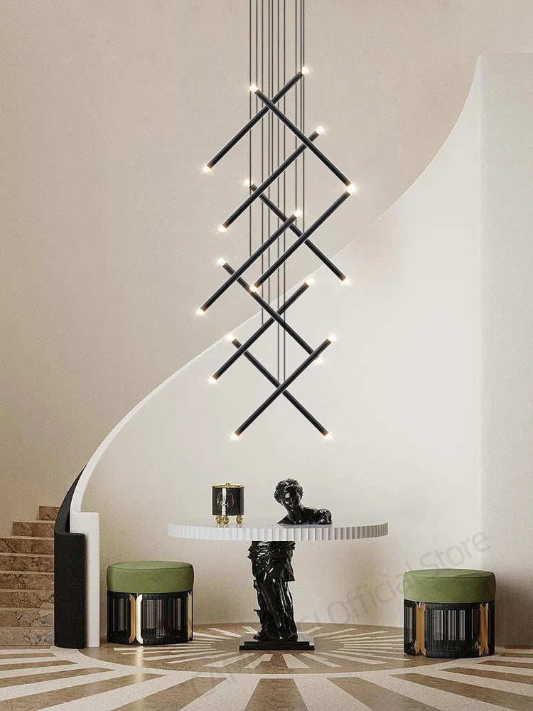 Afralia™ LED Staircase Pendant Chandelier, Modern Nordic Restaurant Hanging Light