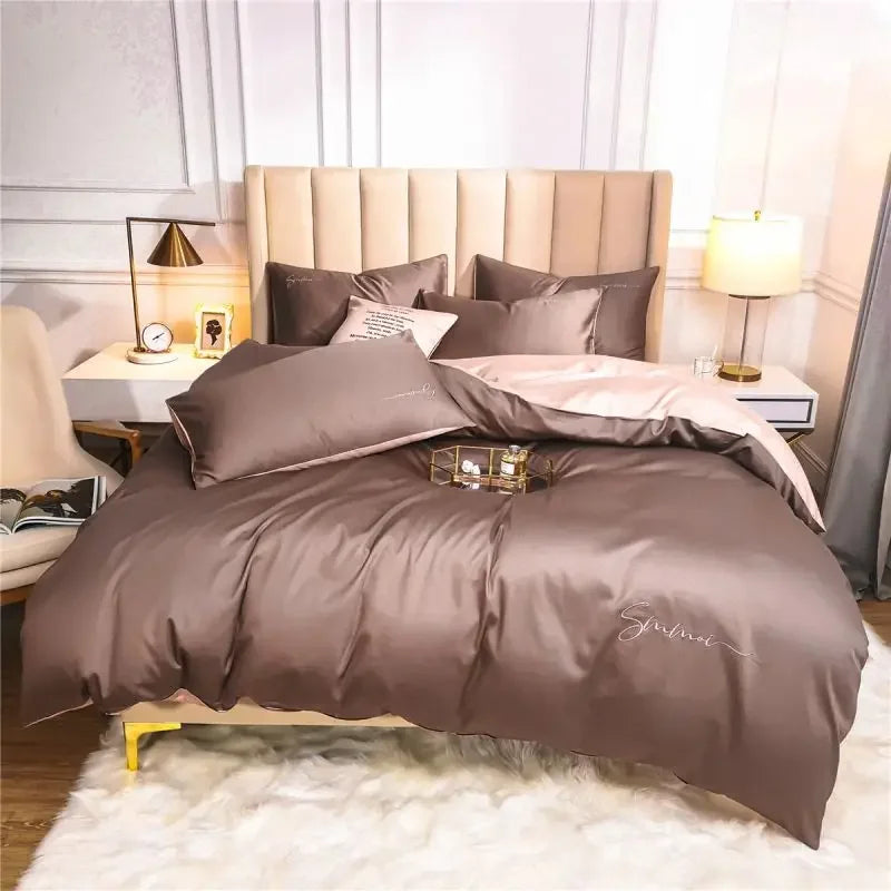 Afralia™ Egyptian Cotton Bedding Set with Sheet Pillowcase Blanket Cover - Queen King Size