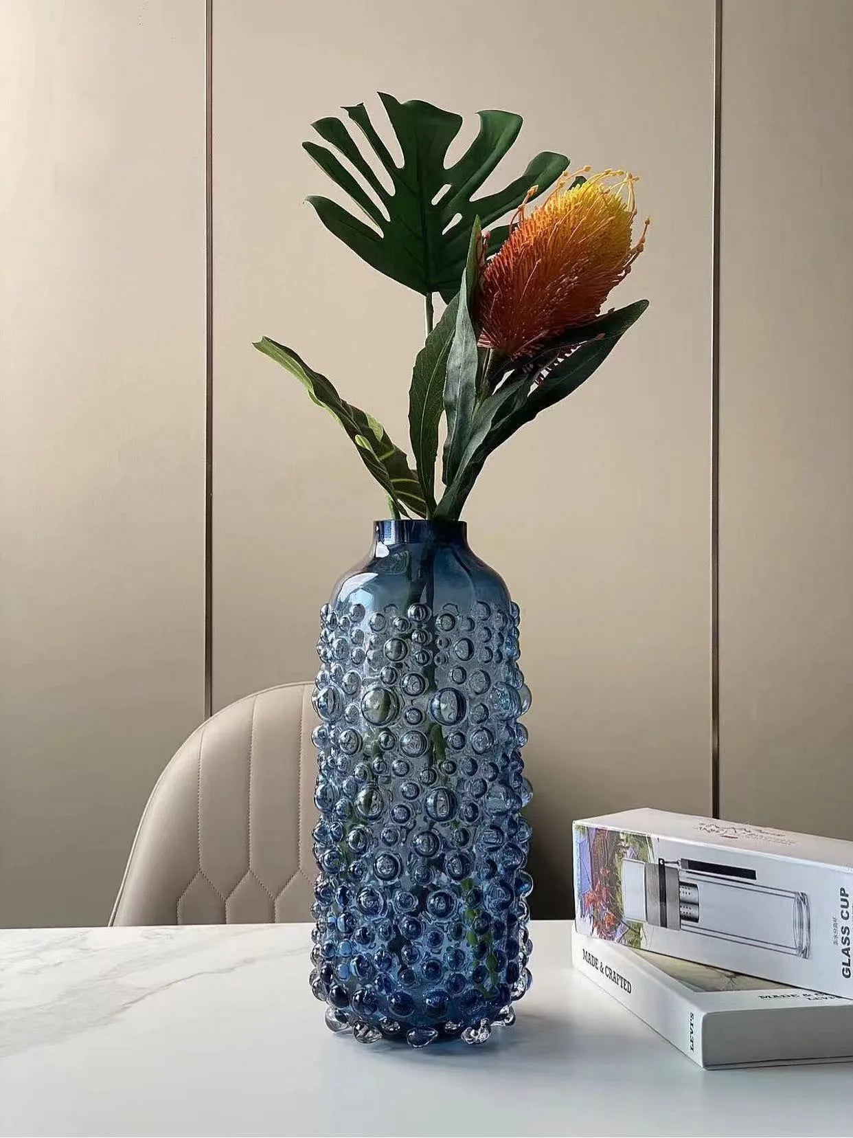 Afralia™ Clear Glass Flower Vase Hydroponic Home Decoration Texture Uneven Texture