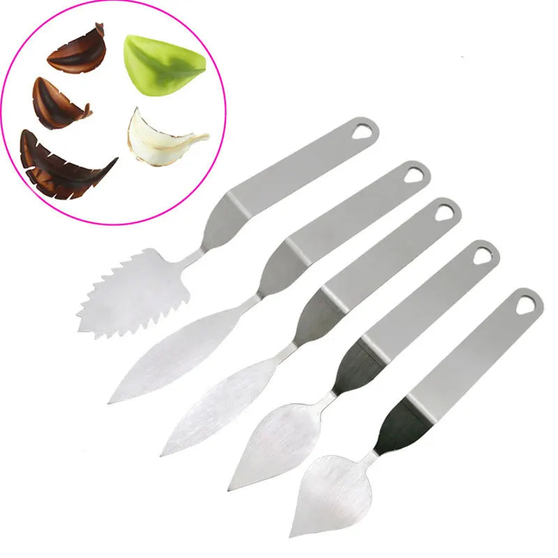 Afralia™ Stainless Steel Chocolate Feather Leaf Knife for Cake Decoration Modeling