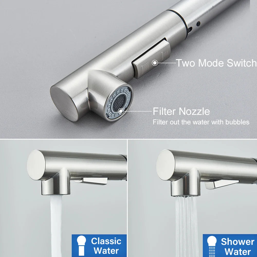 Afralia™ Brushed Nickel Kitchen Faucet with Dual Spray Nozzle