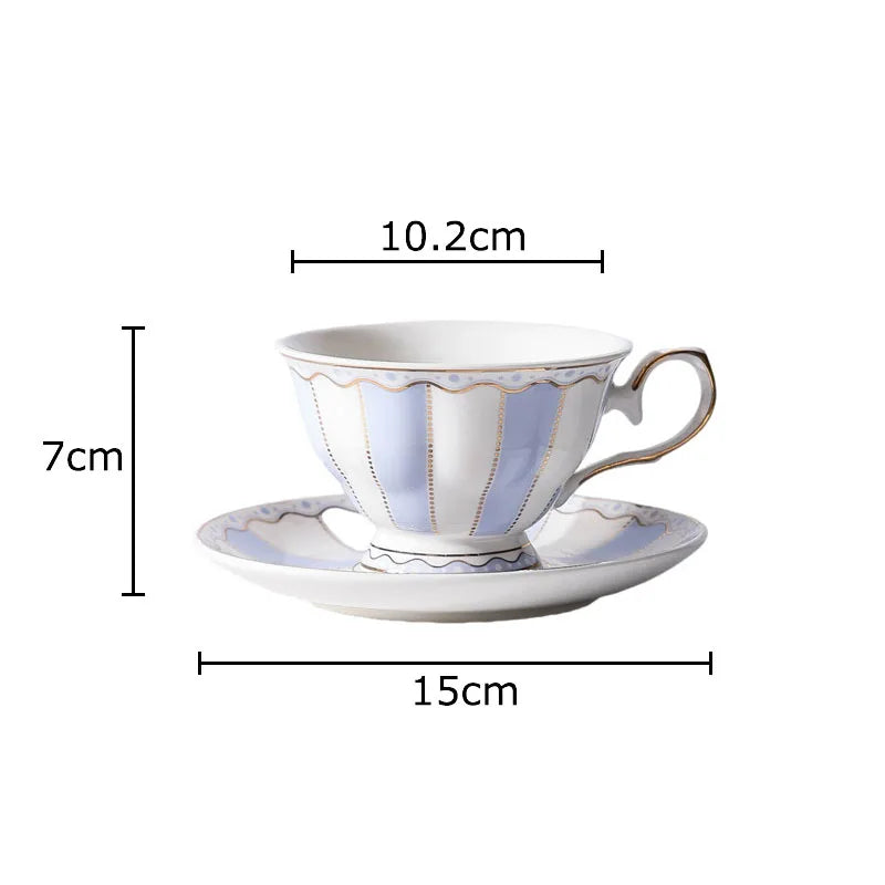 Afralia™ Ceramic Polka Dot Cup&Saucer Set - Gold Finish Tea Coffee Mug Fruit Juice