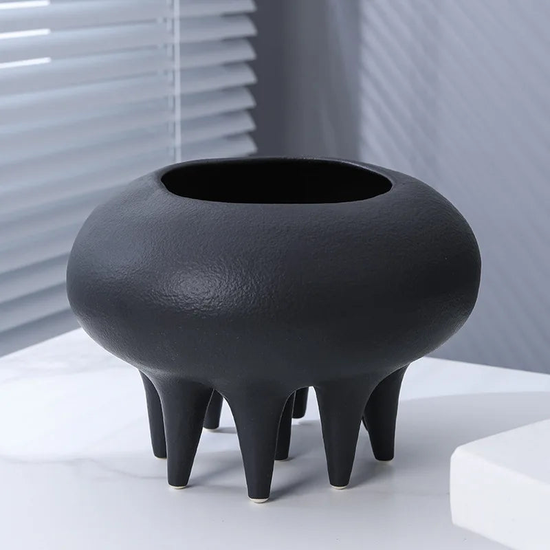 Afralia™ High Legged Ceramic Flower Vase for Home Decorations and Hydroponic Arrangements