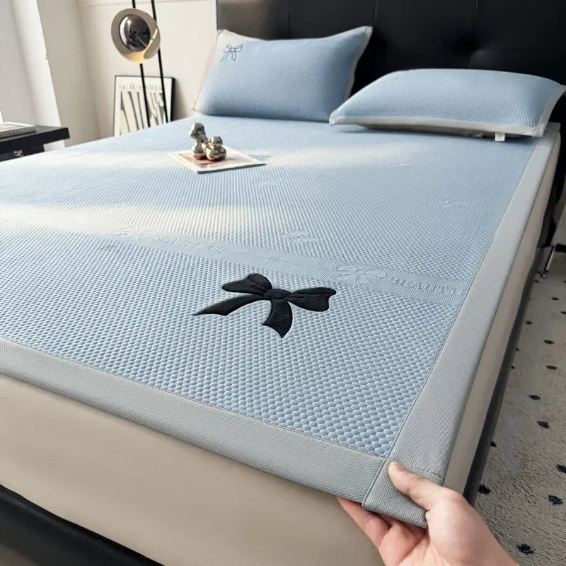 Afralia™ Butterfly Knot Jacquard Ice Bean Cool Mat 2Pcs Set - Soft, Breathable Summer Cushion