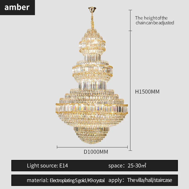 Afralia™ Crystal Villa Chandelier Pendant - Modern European Style Luxury Hotel Lobby Light