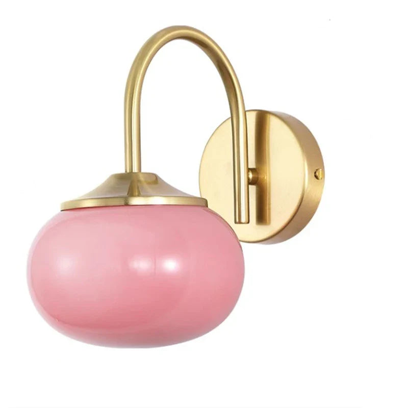 Afralia™ Glass Ball Wall Lamp: Modern Pink & White Stylish Lighting Fixture for Living Room