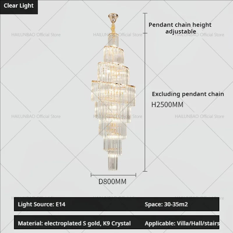Afralia™ Crystal Chandelier for Penthouse Villa Living Room - Modern Light Luxury Design