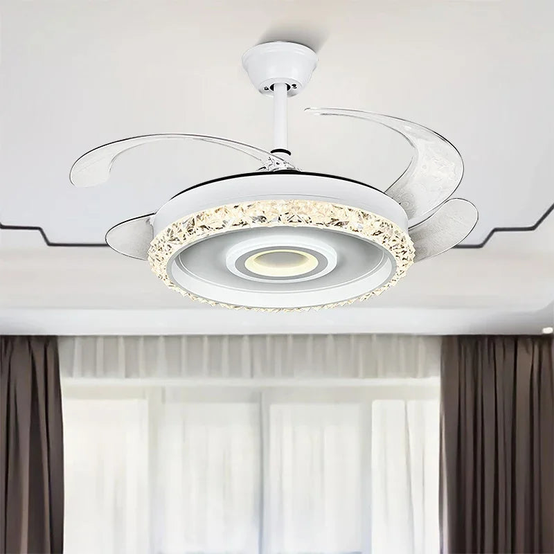 Afralia™ 42" Leaf Fan Chandelier Invisible Fan Lighting for Bedroom and Dining Room