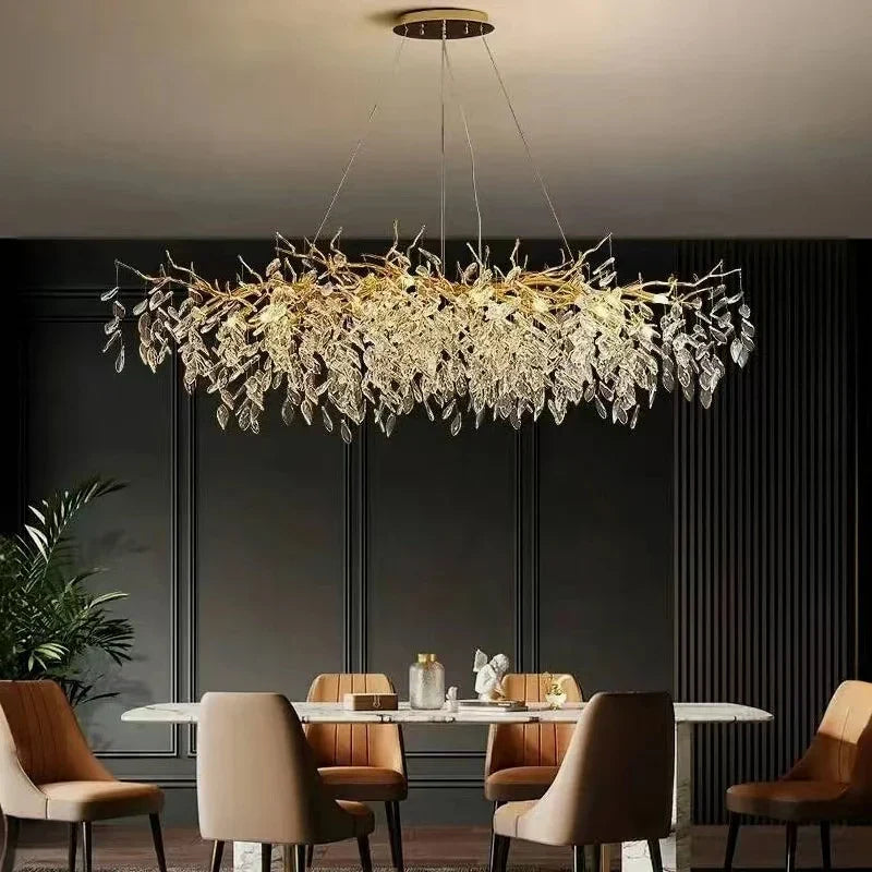 Afralia™ Golden Branch Ceiling Chandelier with Crystal LED - Luxury Modern Design for Living Room