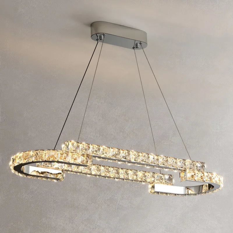 Afralia™ Luxury Crystals Chandelier LED Pendant Lamps - Dimmable Double Layer High-end Lights