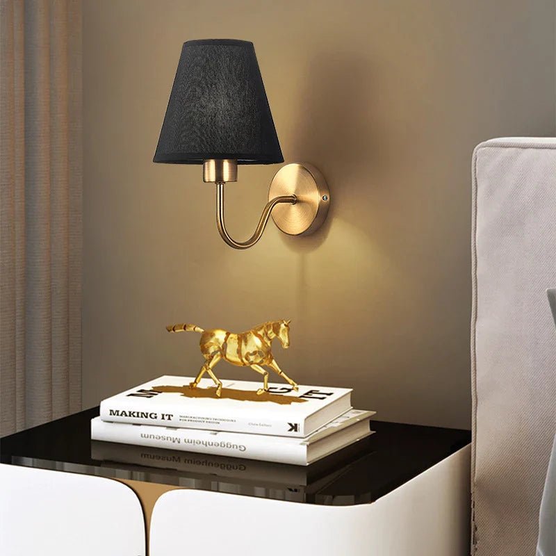 Afralia™ Gold Fabric Wall Lamp for Modern Nordic Style Living Spaces