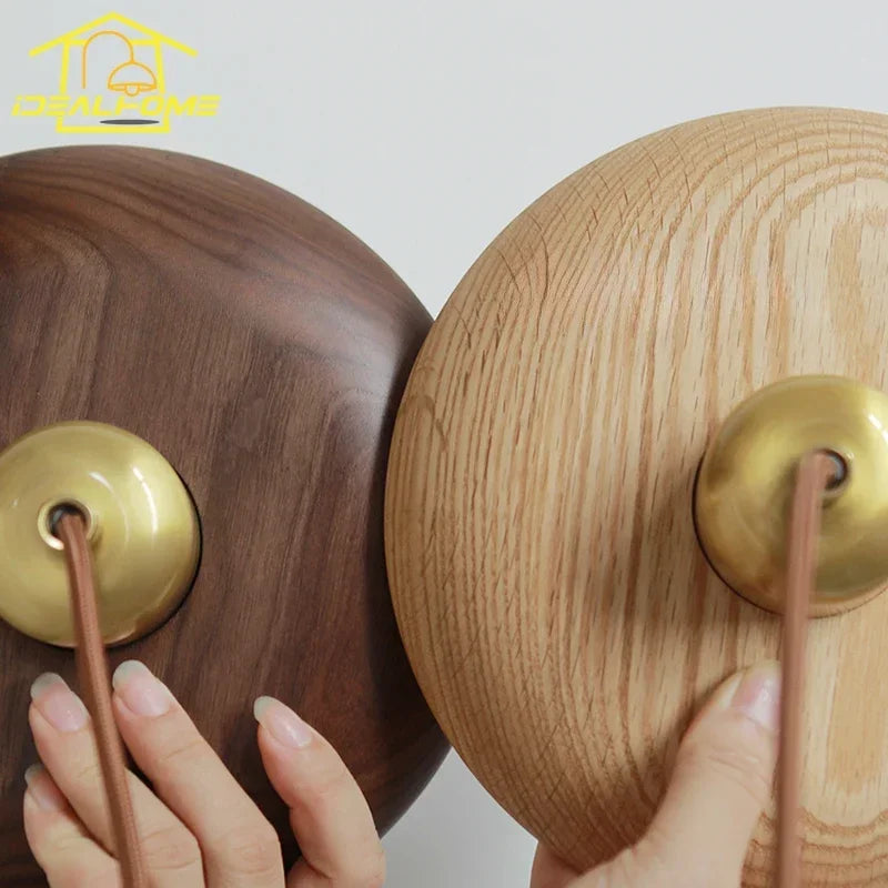 Afralia™ Vintage Black/Walnut Wood Copper Pendant Lights LED E27 Hanging Lamp