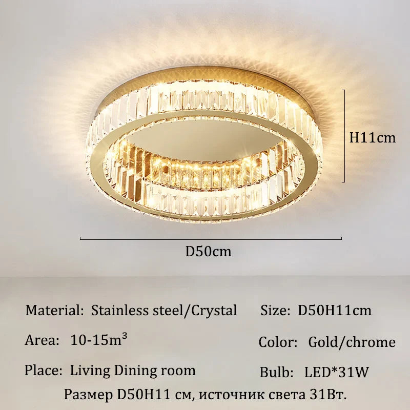 Afralia™ Crystal LED Ceiling Lights for Home Decor in Living Room and Bedroom