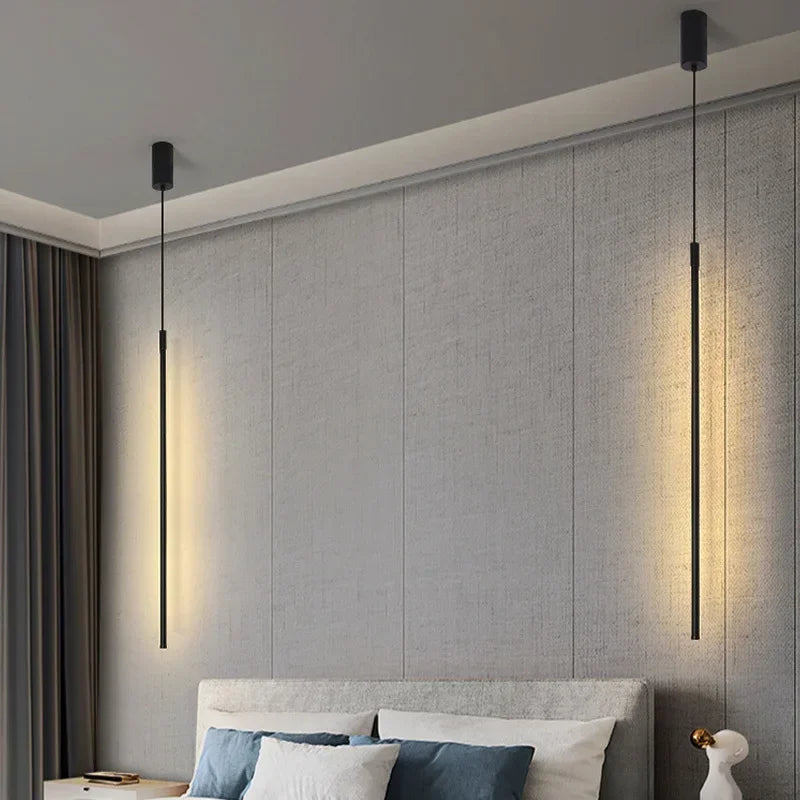 Afralia™ Modern Black LED Pendant Light Fixture for Bedroom, Living Room, Bar, and Coffee Decor
