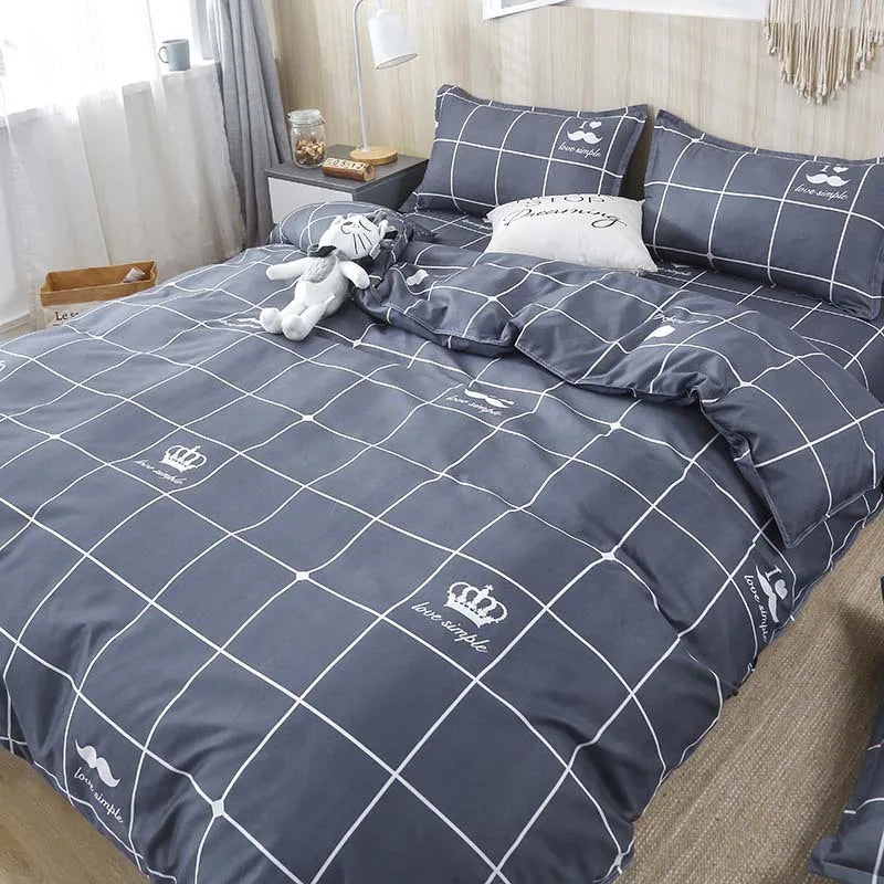 Afralia™ Geometric Floral Bedding Set with Quilt Cover, Duvet Cover, Sheet, and Pillows