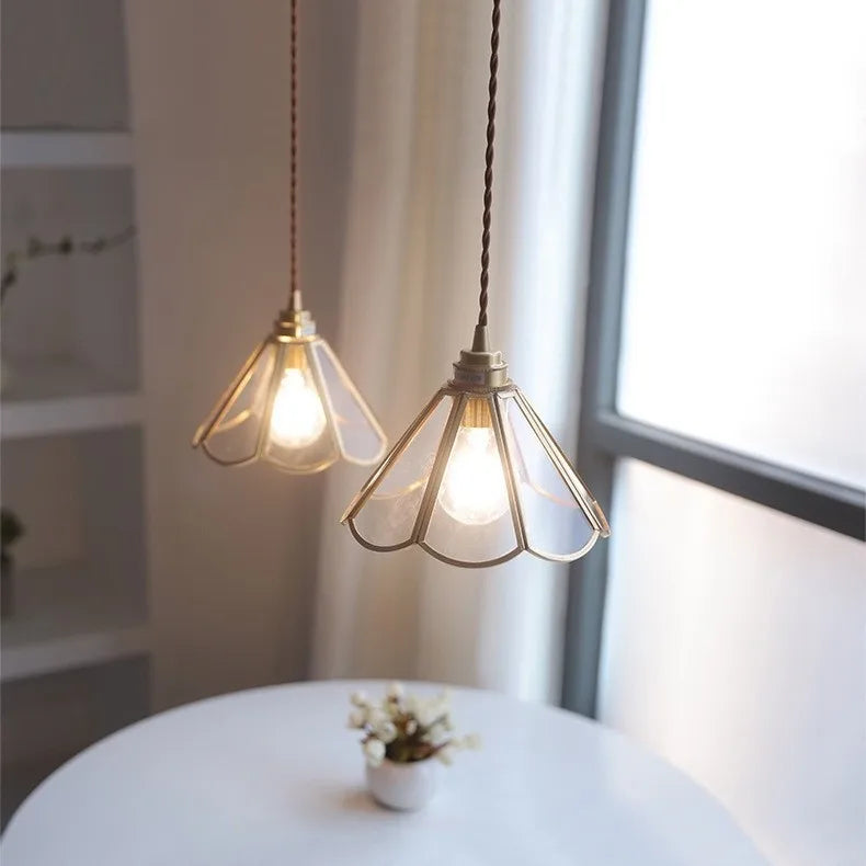 Vintage Pendant Lamp for Bedroom Bar Cafe Glass Copper LED Pendant Lights by Afralia™
