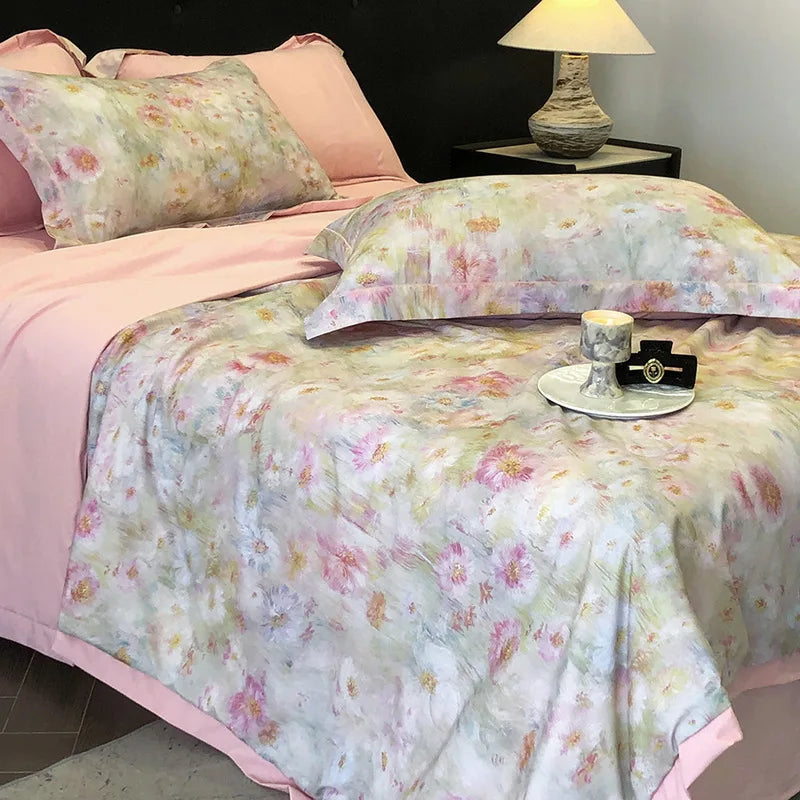 Afralia™ Summer Cool Quilt Set with Sheets Pillowcases - Ice Silk Chiffon Yarn Fabric