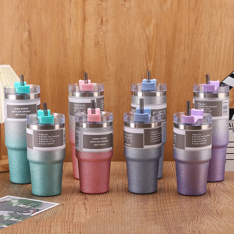 Afralia™ Coffee Cup Thermos with Straw - Hot Drink Heat Preservation Mug