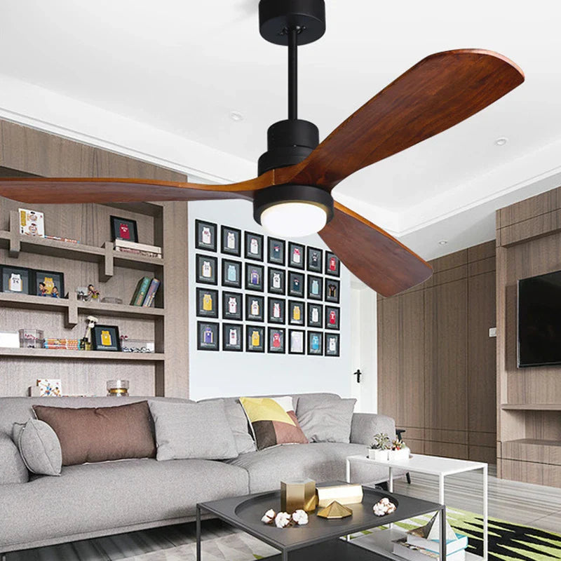 Afralia™ 52 Inch Retro Ceiling Fan with Wooden Blades and 15W Ceiling Lights