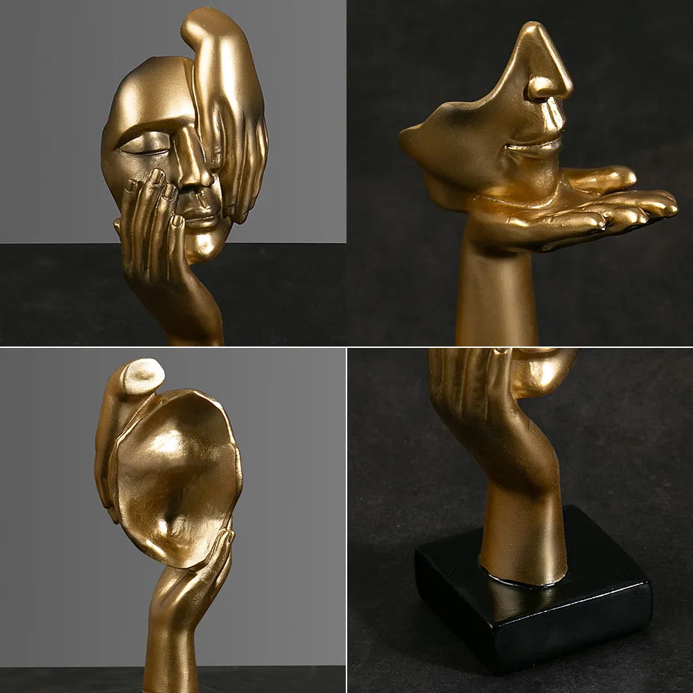 Afralia™ Resin Abstract Mask Statues Mini Figurines for Home Office Decor