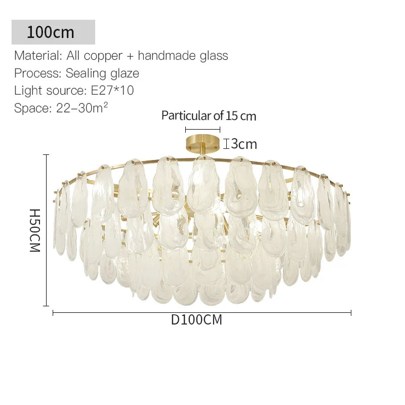 Afralia™ Luxury Copper Chandelier Light Glass Crystal Brass Master Bedroom French Living Room