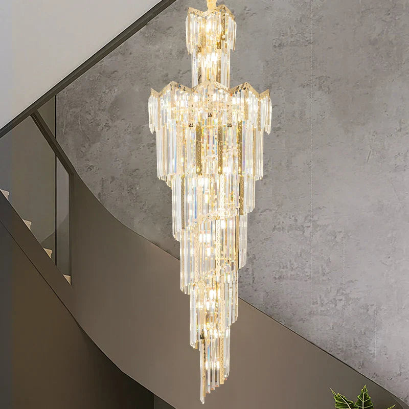 Afralia™ Crystal Chandelier: European Villa Hotel Luxury Hollow Building Middle Floor Lighting