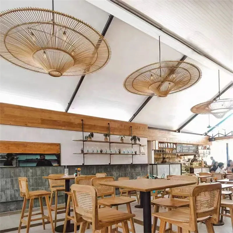 Afralia™ Handmade Rattan Pendant Light for Dining Room, Living Room, Bedroom, Hotel