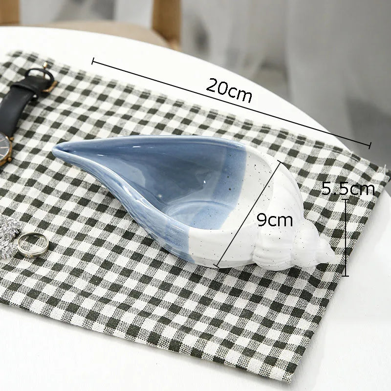 Afralia™ Ceramic Marine Life Decorative Storage Tray for Dresser or Tabletop