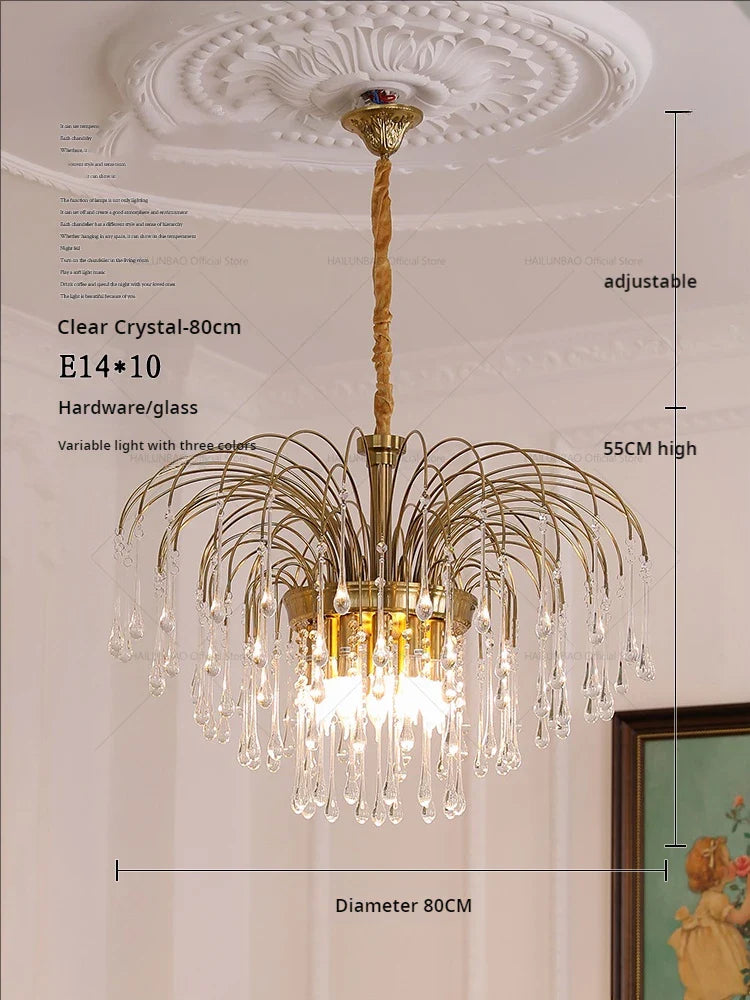 Afralia™ Vintage Crystal Glass Chandelier for Living Room, Dining Room, and Bedroom