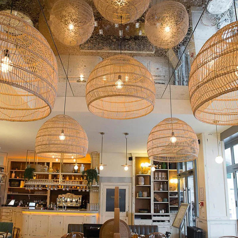 Afralia™ Rattan Wicker Pendant Chandeliers for Living Dining Restaurant Room