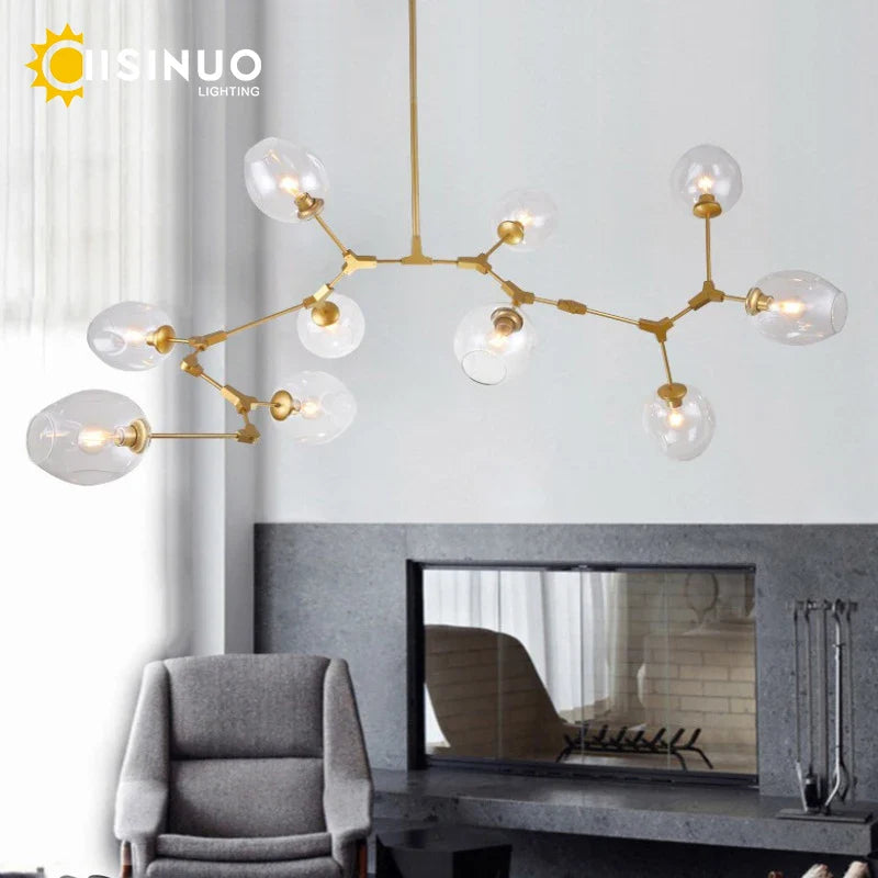 Afralia™ Molecular Design Glass Chandelier Ceiling Pendant for Luxury Living & Dining Rooms
