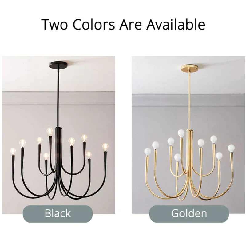 Afralia™ Gold Chandelier: Modern Nordic Metal LED Lighting for Living Room, Kitchen, and Restaurant