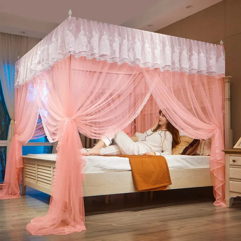 Afralia™ Square Princess Mosquito Net for Double Bed - Breathable Canopy Net