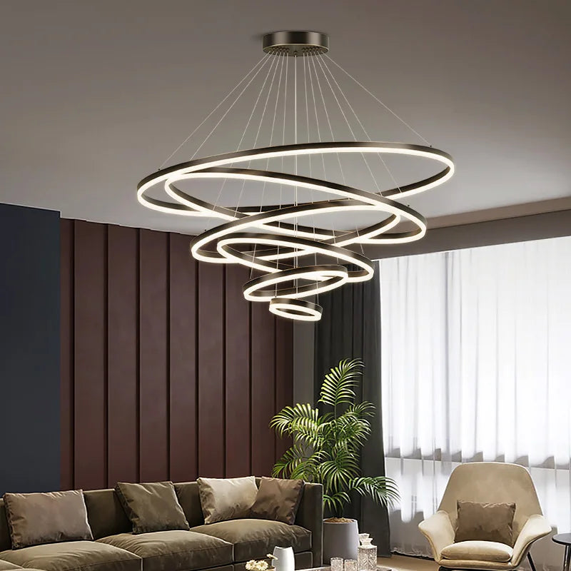 Afralia™ Nordic Circular Chandelier Hanging Pendant Light for Living Room and Dining Room