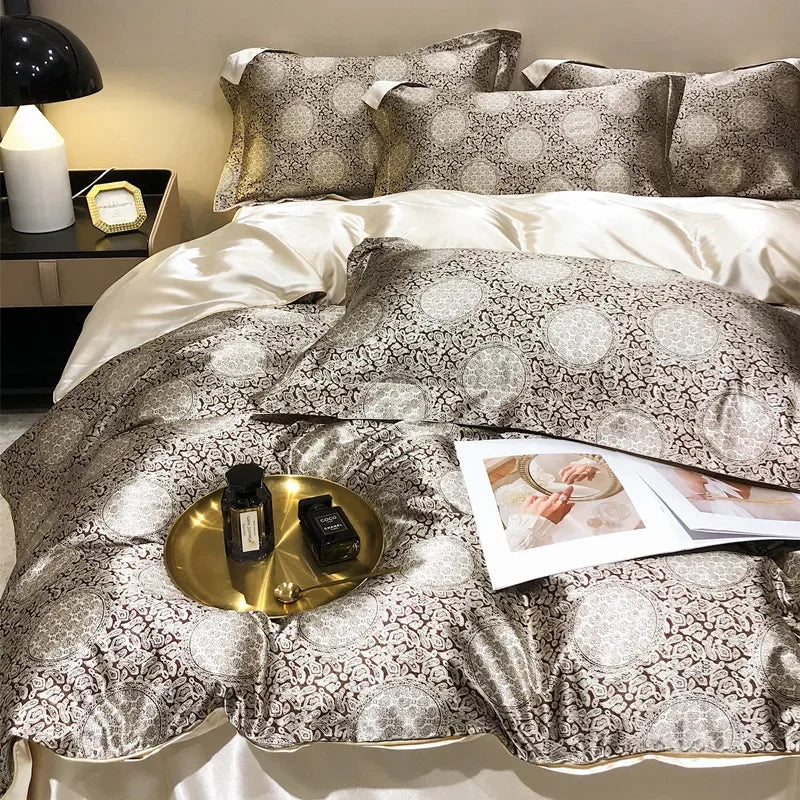 Afralia™ Mulberry Silky Blending Duvet Cover Set with Sheets Luxury Queen Bedding Sets