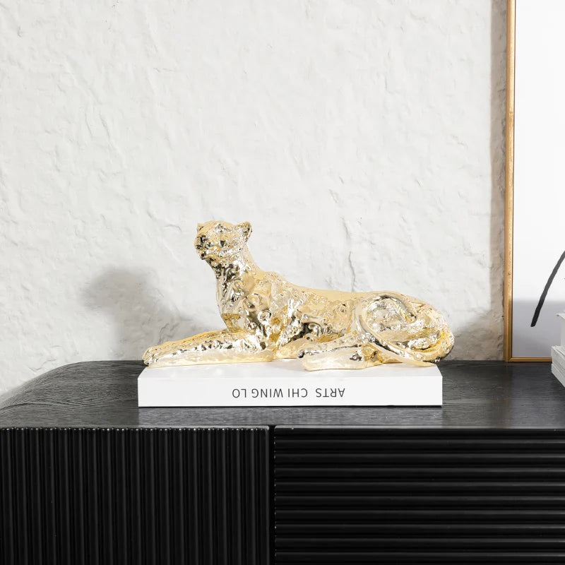 Afralia™ Leopard Resin Sculpture - Home Decor Handicrafts & Animal Figurine