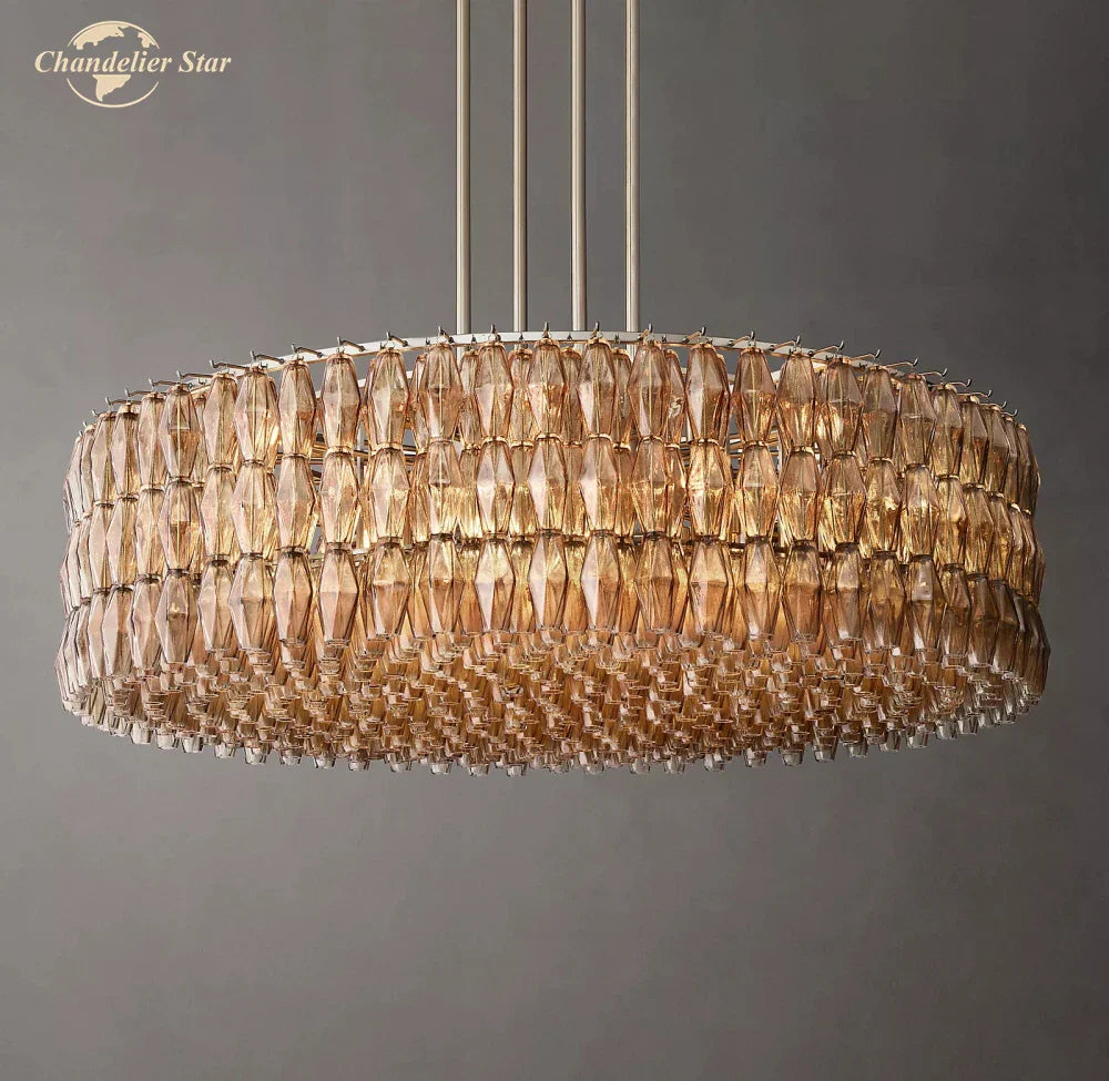 Afralia™ LED Smoke Glass Chandelier Pendant Light for Living Room Decor