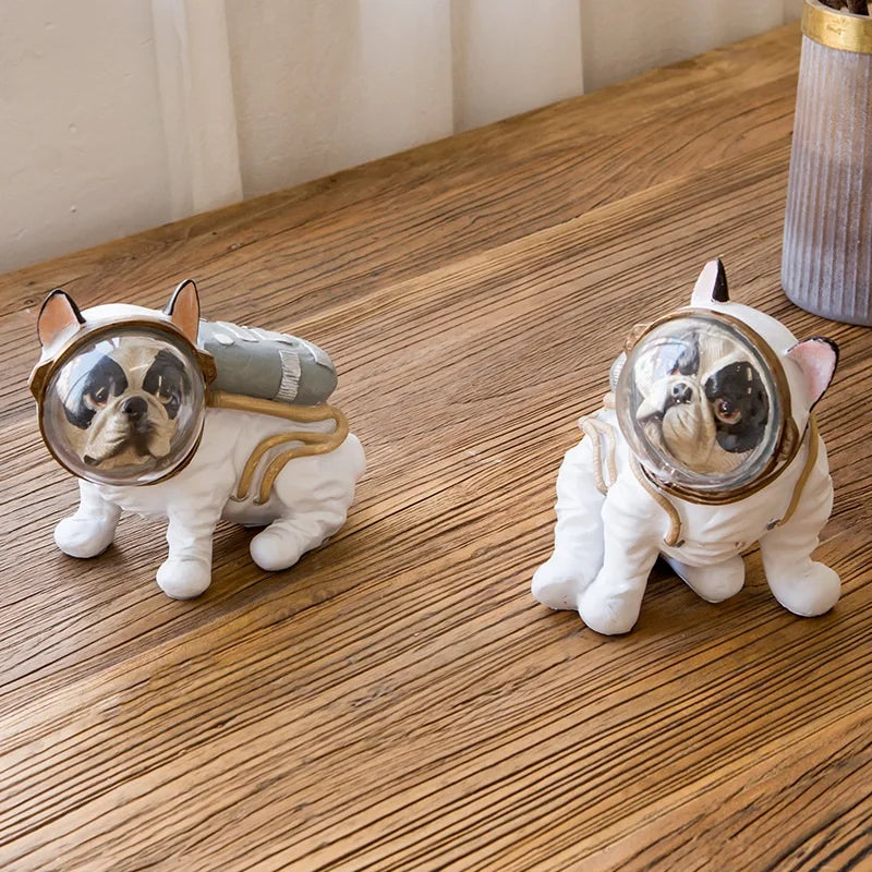 Afralia™ Space Dog Figurine: Modern Astronaut Bulldog Statue for Home Decor & Gifts