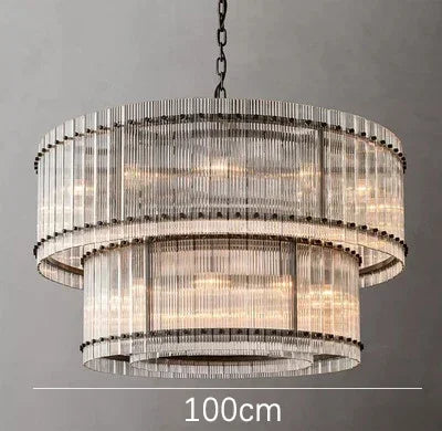 Afralia™ Gold Double Layer Ring Crystal Pendant Light for Bedroom Dining Living Room