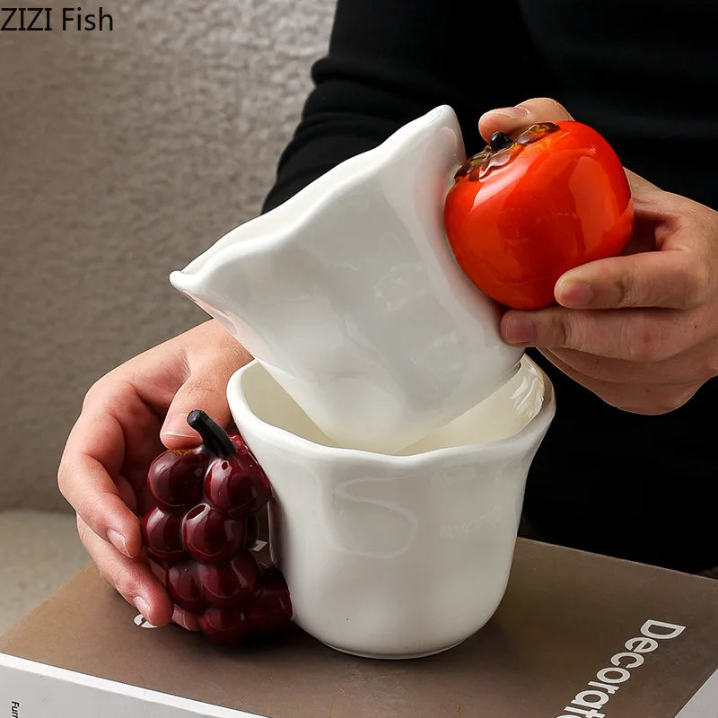 Afralia™ Fun Fruits Ceramic Mug Lemon/grape Dining Coffee Afternoon Tea Cup