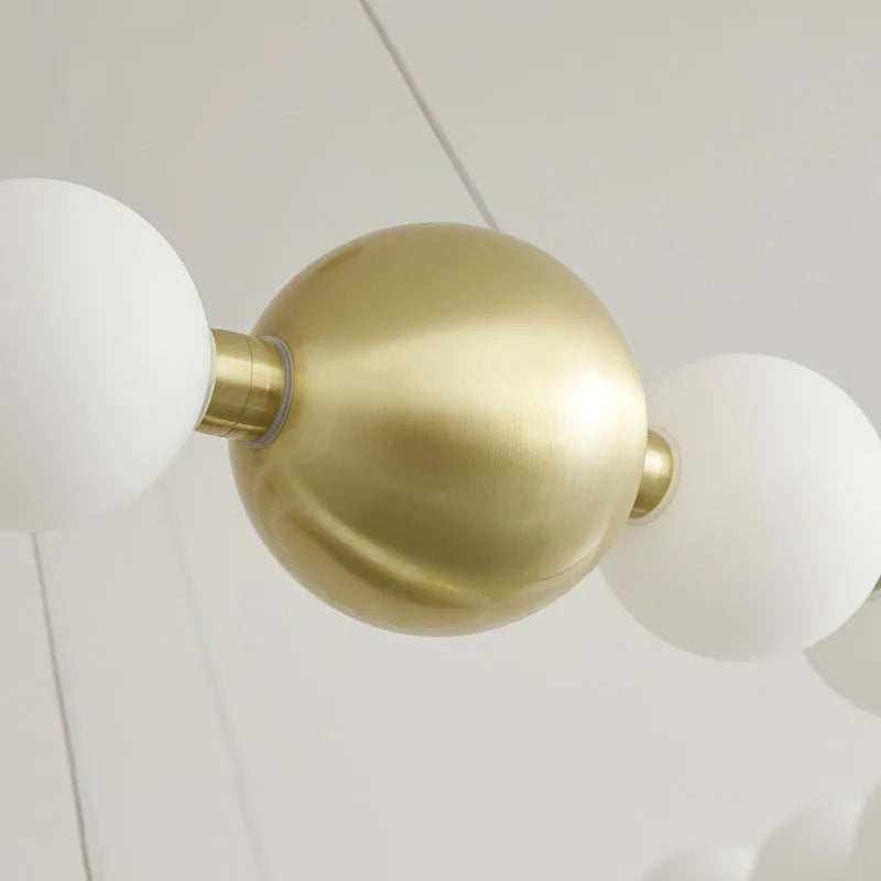 Afralia™ Brass LED Chandelier with Acrylic Ball - High Quality Dimmable Lighting