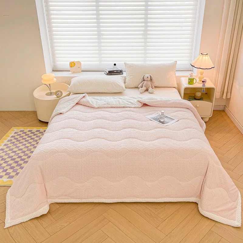 Afralia™ Cartoon Print Three-Layer Velvet Blanket for Cozy Winter Bedding