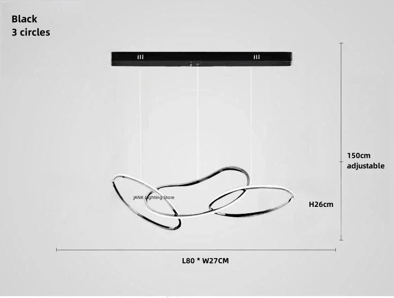 Afralia™ Stainless Steel LED Chandelier Interlocking Circles for Kitchen Island & Living Room