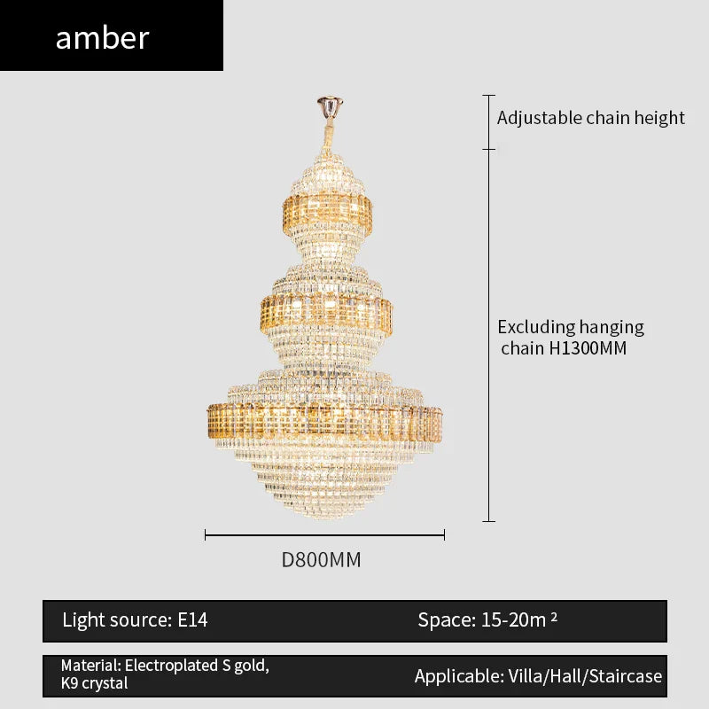 Afralia™ Crystal Duplex Chandelier for Hotel Lobby and Living Room