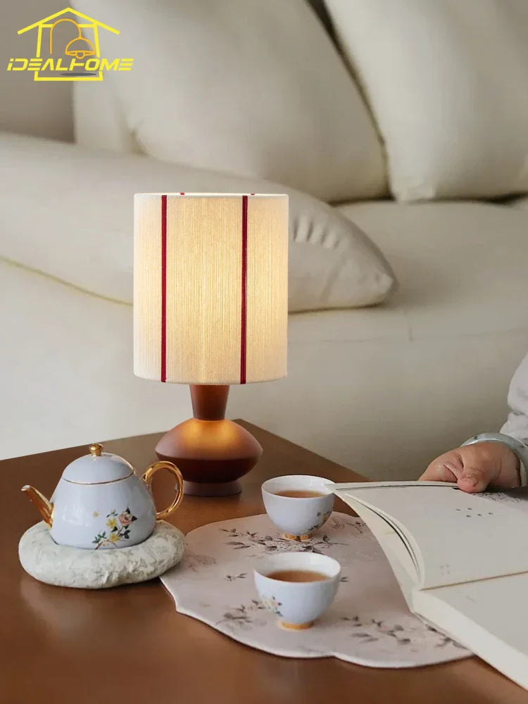 Afralia™ Rustic Wooden Hemp Rope Table Lamp LED E27 for Home Decor