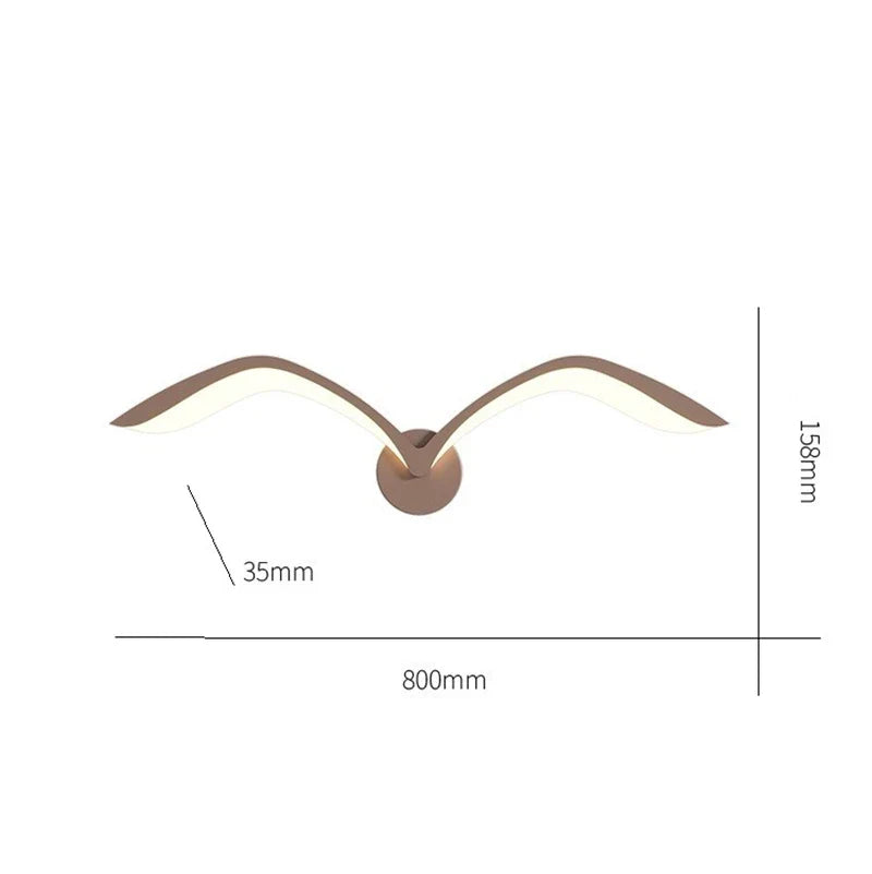 Afralia™ Seagull LED Wall Lamps White Brown Iron Acrylic Light for Living Room TV Wall