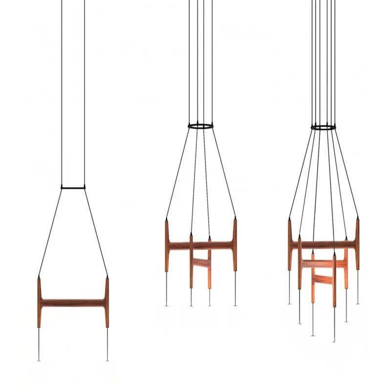 Afralia™ Walnut Multi-Head Pendant Light for Elegant Living and Dining Spaces