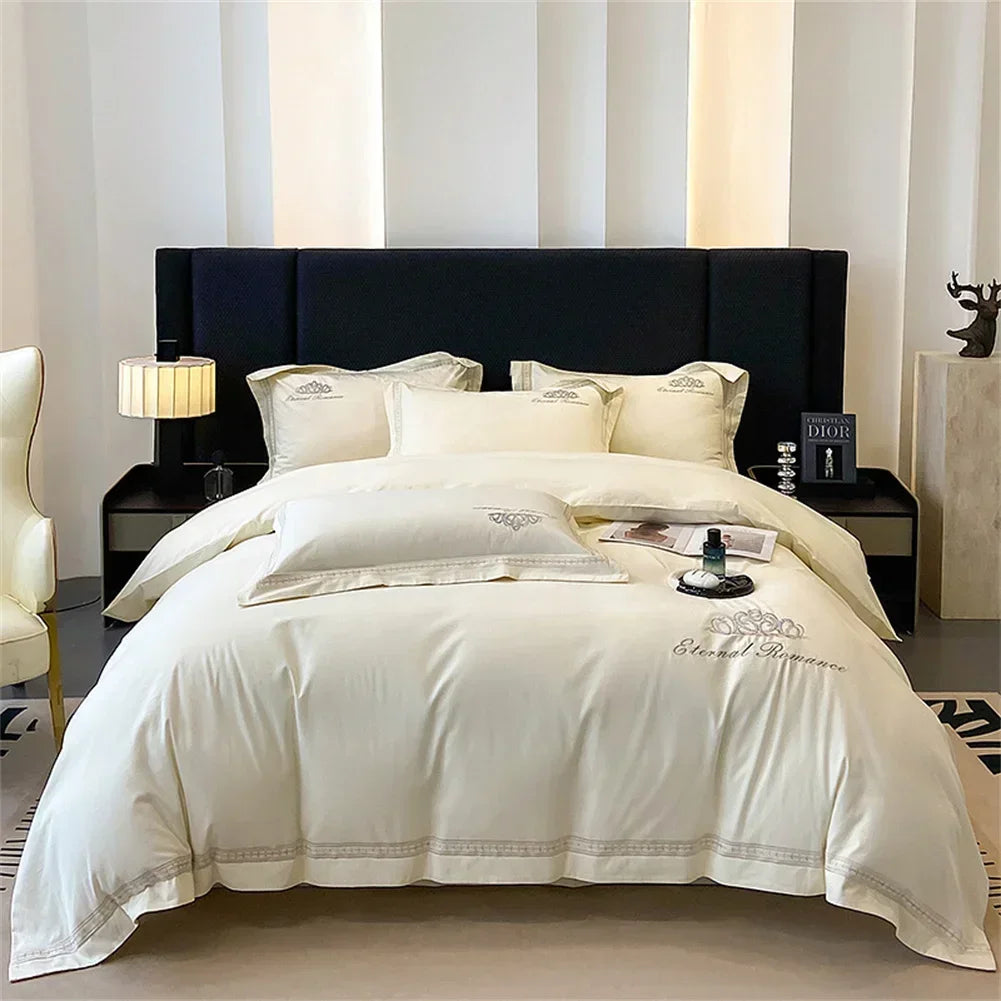 Afralia™ 1200TC Egyptian Cotton Bedding Set - King/Queen Size, Solid Color