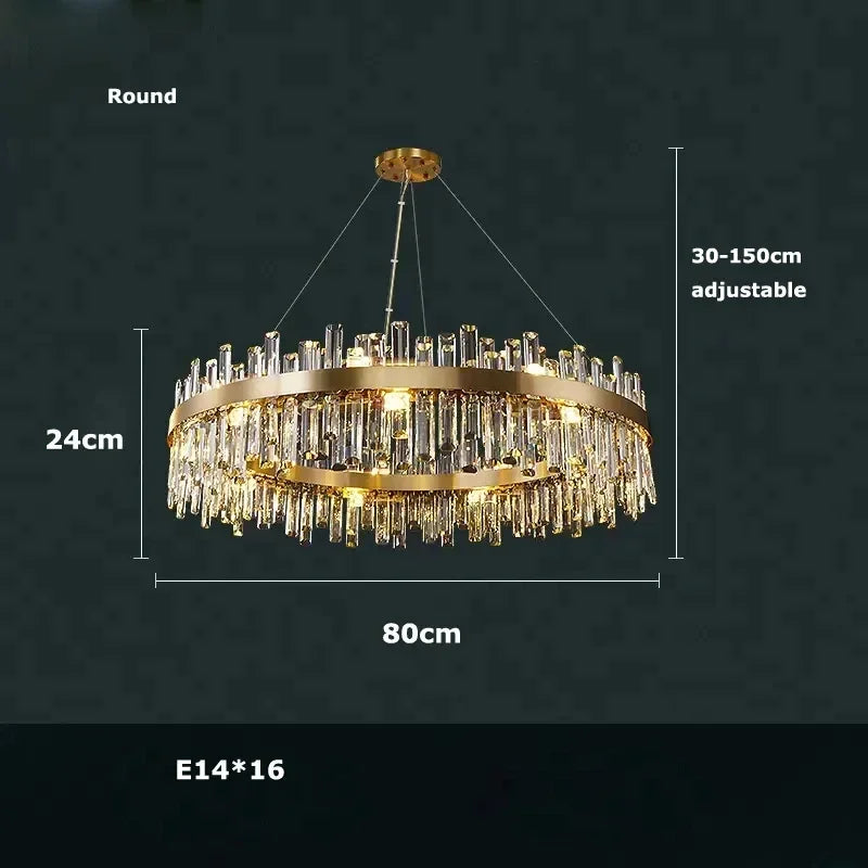 Afralia™ Modern K9 Crystal Chandelier for Living Room, Bedroom, and Kitchen Island